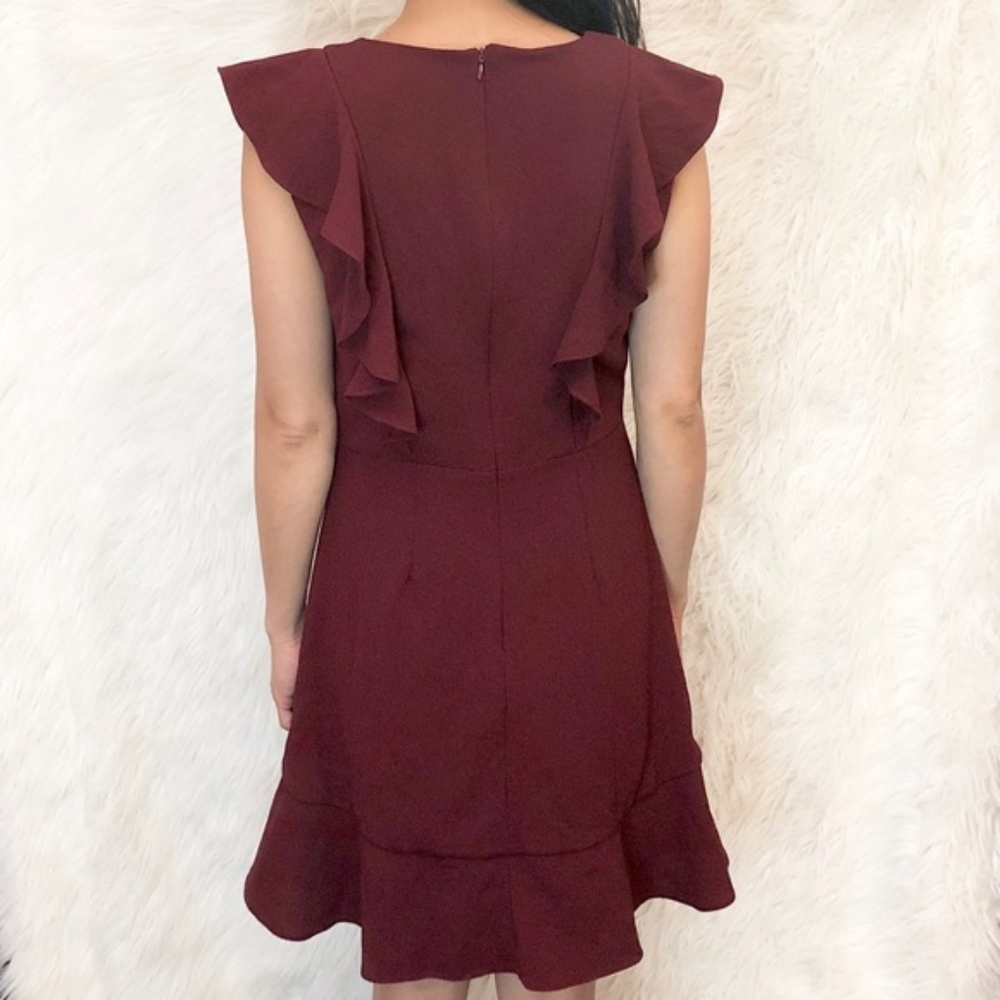 💎 Lulus Gorgeous Burgundy Red Ruffle Dress - Picture 4 of 8